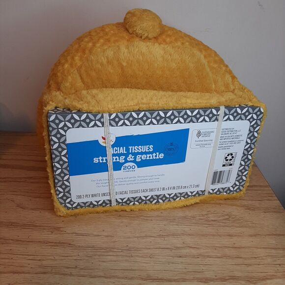 Vintage Plush Moose Tissue Box Holders / Cover Mustard Yellow - Picture 6 of 12
